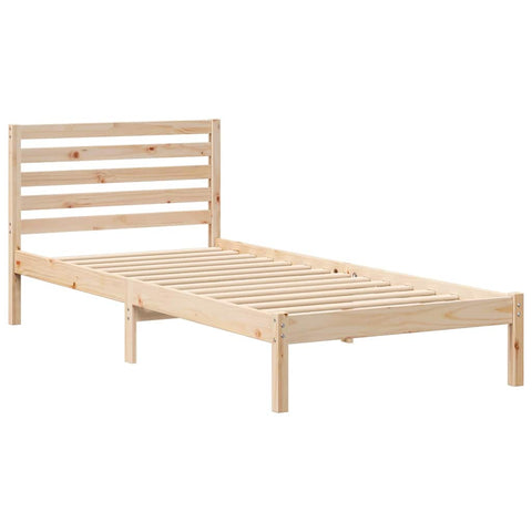 vidaXL Bed Frame with Headboard Brown 90 x 210 cm Solid pine wood