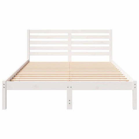 vidaXL Bed Frame with Headboard White 140 x 210 cm Solid pine wood