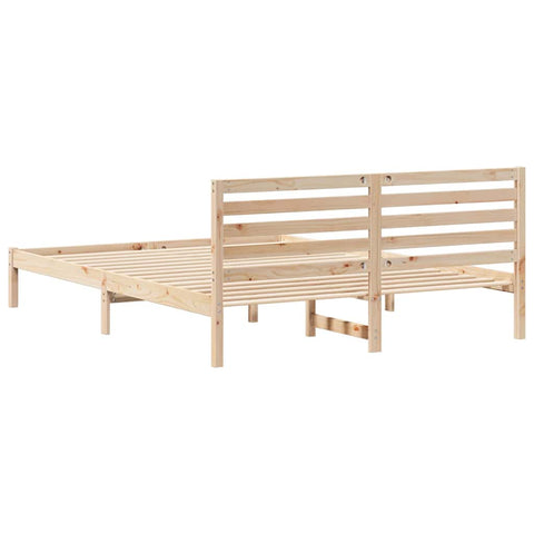 vidaXL Bed Frame with Headboard Brown 160 x 210 cm Solid pine wood