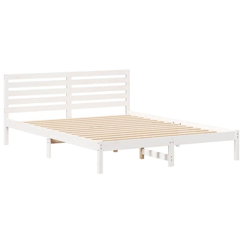 vidaXL Bed Frame with Headboard White 160 x 210 cm Solid pine wood