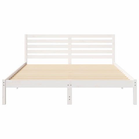 vidaXL Bed Frame with Headboard White 160 x 210 cm Solid pine wood