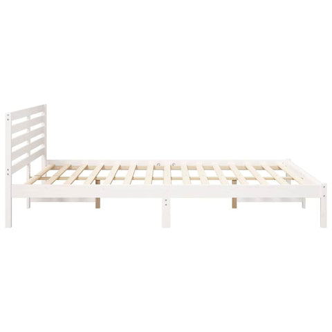 vidaXL Bed Frame with Headboard White 160 x 210 cm Solid pine wood