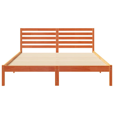 vidaXL Bed Frame with Headboard Wax brown 160 x 210 cm Solid pine wood