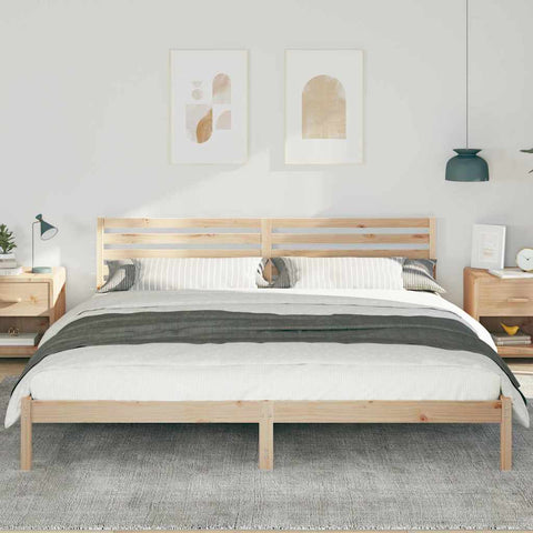 vidaXL Bed Frame with Headboard Brown 180 x 210 cm Solid pine wood