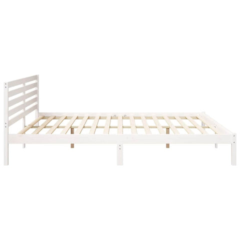vidaXL Bed Frame with Headboard White 180 x 210 cm Solid pine wood