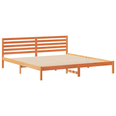 vidaXL Bed Frame with Headboard Wax brown 180 x 210 cm Solid pine wood