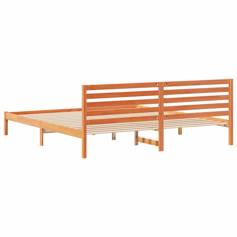 vidaXL Bed Frame with Headboard Wax brown 180 x 210 cm Solid pine wood