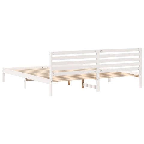vidaXL Bed Frame with Headboard White 200 x 210 cm Solid pine wood