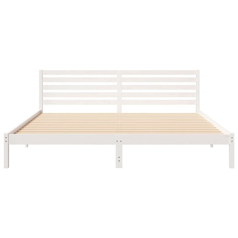 vidaXL Bed Frame with Headboard White 200 x 210 cm Solid pine wood