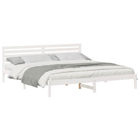 vidaXL Bed Frame with Headboard White 200 x 210 cm Solid pine wood