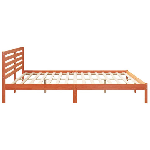 vidaXL Bed Frame with Headboard Wax brown 200 x 210 cm Solid pine wood