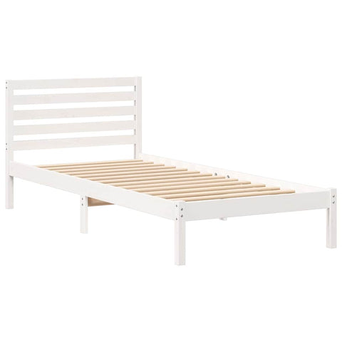 vidaXL Bed Frame with Headboard White 80 x 220 cm Solid pine wood