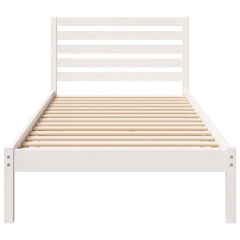 vidaXL Bed Frame with Headboard White 90 x 220 cm Solid pine wood