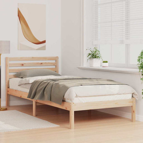 vidaXL Bed Frame with Headboard Brown 100 x 220 cm Solid pine wood