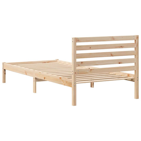 vidaXL Bed Frame with Headboard Brown 100 x 220 cm Solid pine wood