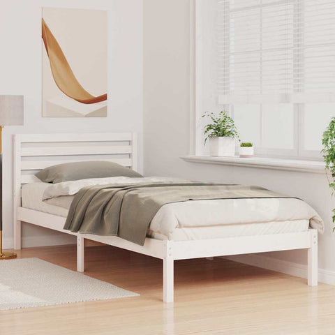 vidaXL Bed Frame with Headboard White 100 x 220 cm Solid pine wood