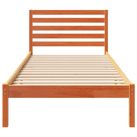 vidaXL Bed Frame with Headboard Wax brown 100 x 220 cm Solid pine wood