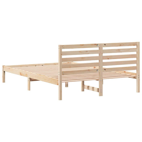 vidaXL Bed Frame with Headboard Brown 140 x 220 cm Solid pine wood