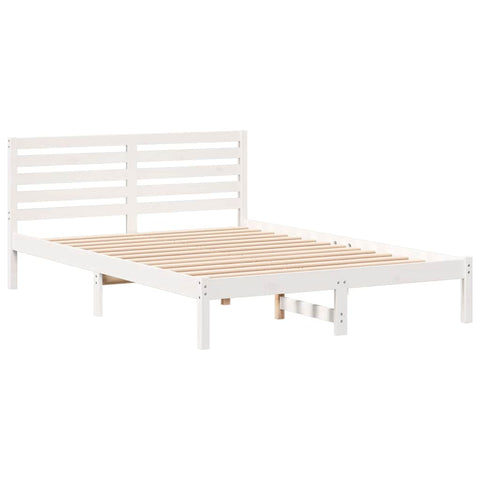 vidaXL Bed Frame with Headboard White 140 x 220 cm Solid pine wood