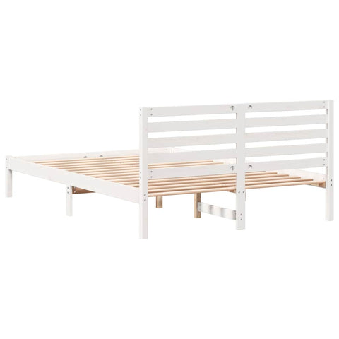 vidaXL Bed Frame with Headboard White 140 x 220 cm Solid pine wood