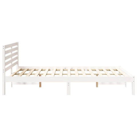 vidaXL Bed Frame with Headboard White 140 x 220 cm Solid pine wood