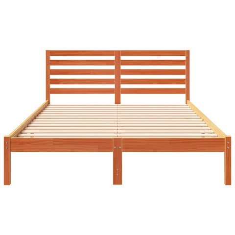 vidaXL Bed Frame with Headboard Wax brown 140 x 220 cm Solid pine wood