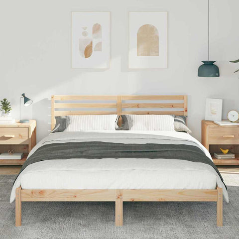 vidaXL with Headboard Adjustable Brown 160 x 220 cm Solid pine wood