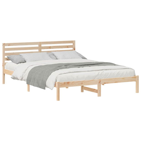 vidaXL with Headboard Adjustable Brown 160 x 220 cm Solid pine wood