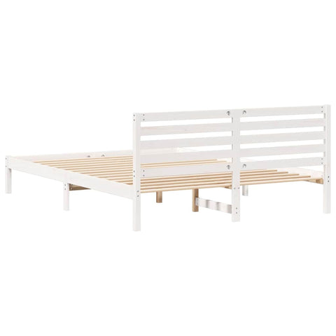 vidaXL Bed Frame with Headboard White 160 x 220 cm Solid pine wood