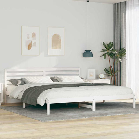 vidaXL Bed Frame with Headboard White 180 x 220 cm Solid pine wood