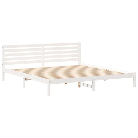 vidaXL Bed Frame with Headboard White 200 x 220 cm Solid pine wood
