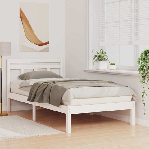 vidaXL Bed Frame White Solid pine wood