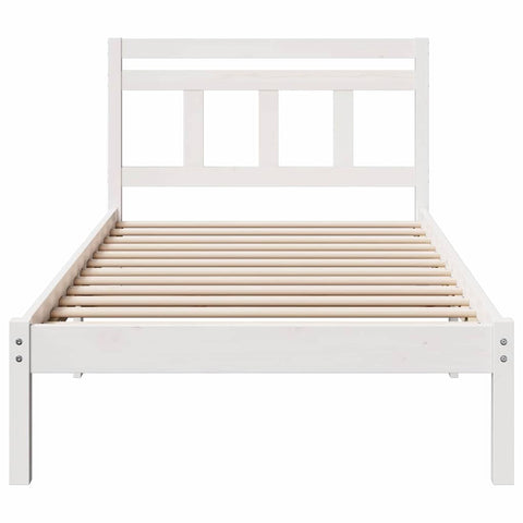 vidaXL Bed Frame White Solid pine wood