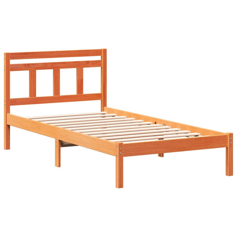 vidaXL Bed Frame Brown Solid pine wood