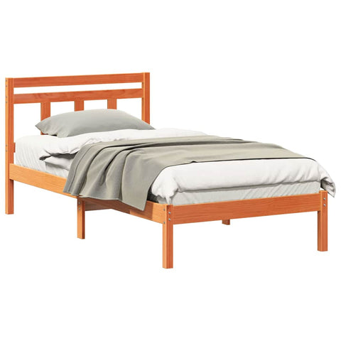 vidaXL Bed Frame Brown Solid pine wood