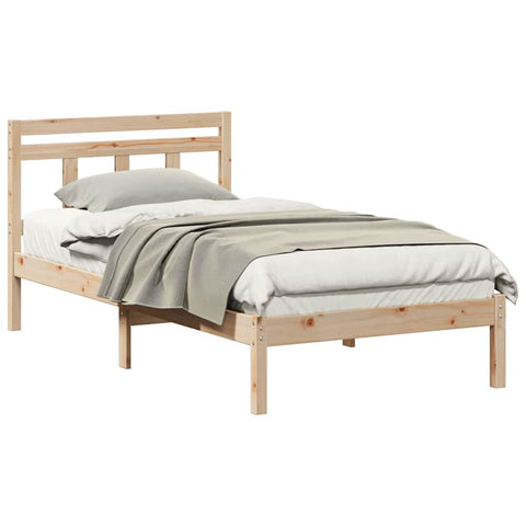 vidaXL Bed Frame Brown Solid pine wood