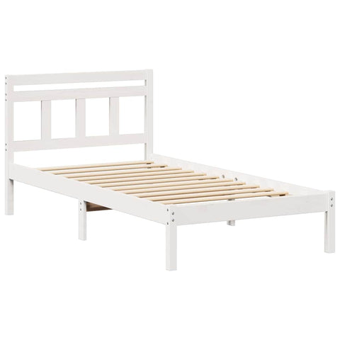 vidaXL Bed Frame White Solid pine wood