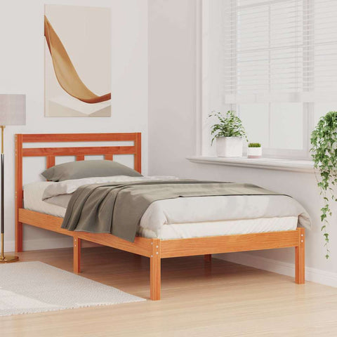vidaXL Bed Frame Brown Solid pine wood
