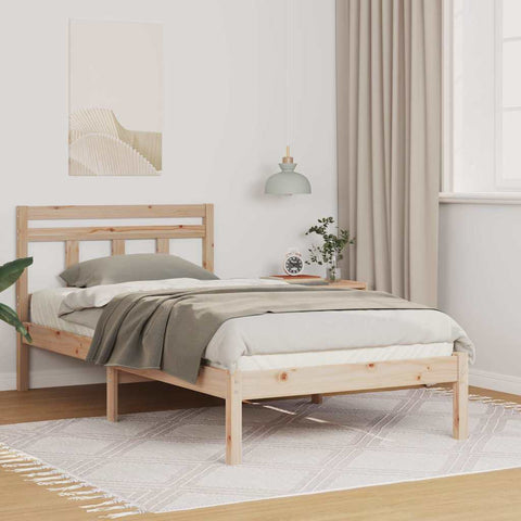 vidaXL Bed Frame Brown Solid pine wood