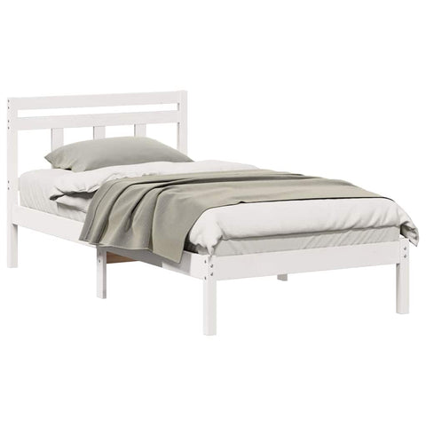 vidaXL Bed Frame White Solid pine wood