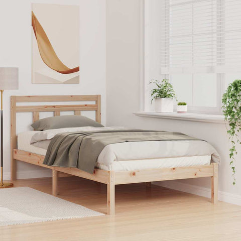 vidaXL Bed Frame Brown Solid pine wood