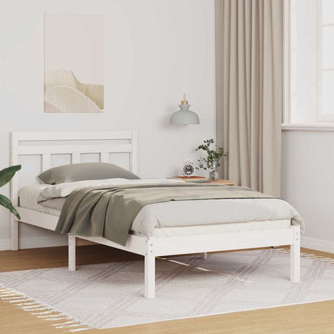 vidaXL Bed Frame White Solid pine wood