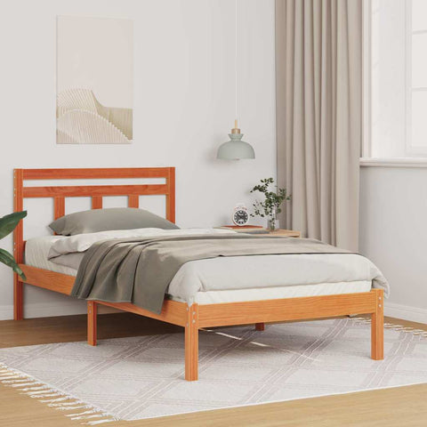 vidaXL Bed Frame Brown Solid pine wood