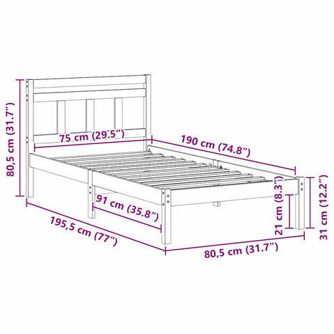 vidaXL Bed Frame Brown Solid pine wood