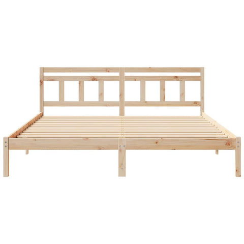 vidaXL Bed Frame with Headboard Brown Pine wood