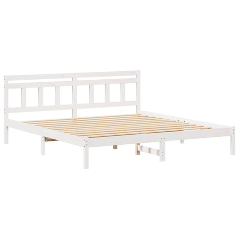 vidaXL Bed Frame with Headboard White Solid pine wood