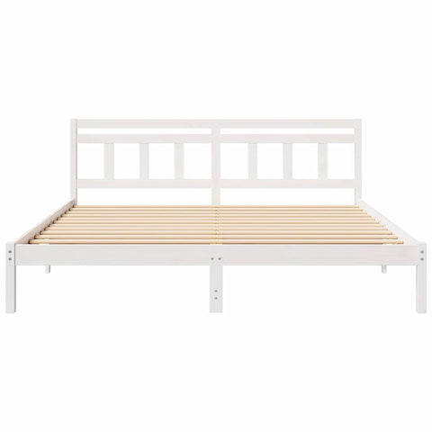 vidaXL Bed Frame with Headboard White Solid pine wood