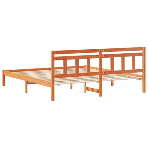 vidaXL Bed Frame with Headboard Brown Pine wood