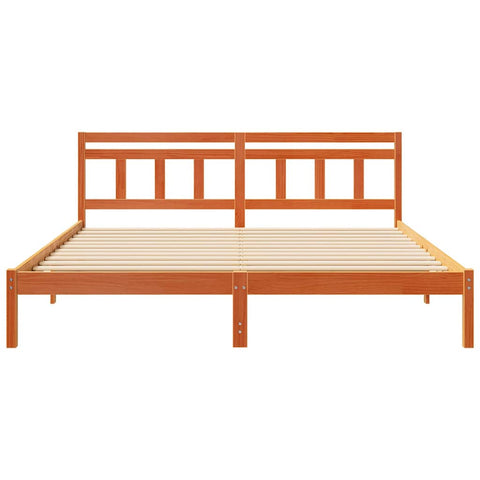 vidaXL Bed Frame with Headboard Brown Pine wood