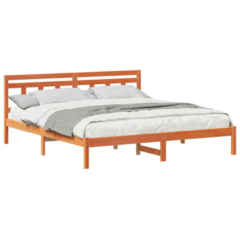 vidaXL Bed Frame with Headboard Brown Pine wood